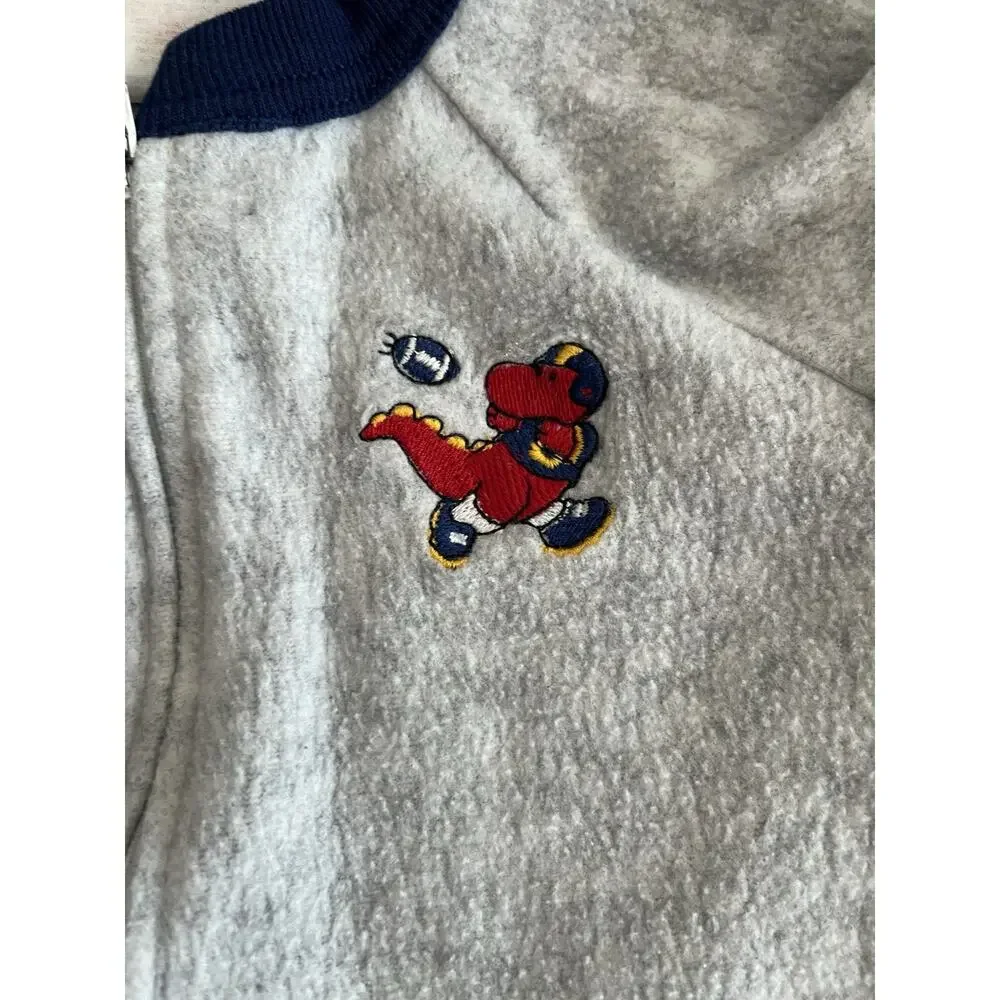 Vntg Carter’s 0-6 Month Baby Footed Fleece Sleeper Dinosaur Football Embroidered